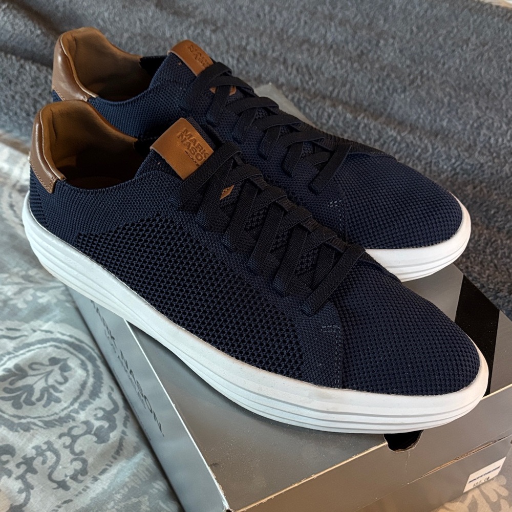 Mark Nason Navy Sneakers with Brown Leather accents